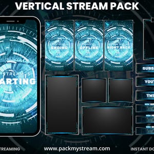 Futuristic Mobile Streaming HUD Pack | Neon Blue Tech Design
