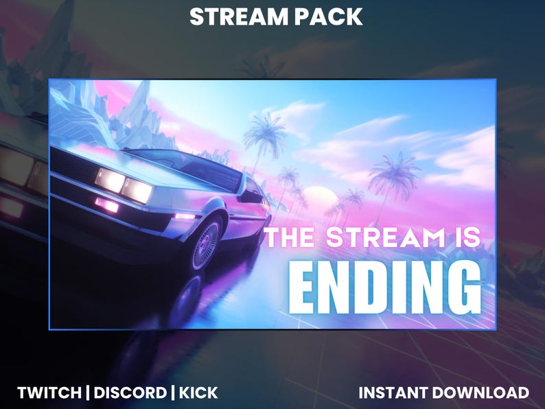 Classic Car Animated Twitch Stream Pack | Neon Pink & Blue - Etsy
