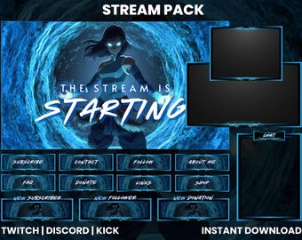 Korra Anime Twitch Stream Pack | Animated Screens & Overlays