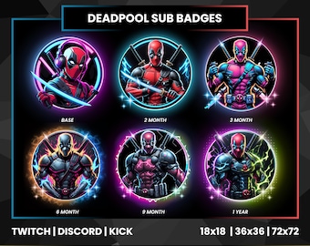 Deadpool Twitch Sub Badges | Digital Badges (PNG)