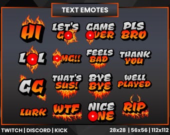 Dragon Ball Z Text Emotes Pack | Kick Emotes|Twitch, Discord, Kick (PNG, Instant Download)