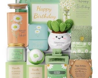 Cesta de regalo de cumpleaños para mujer, caja de regalo de spa para ella, regalo de cumpleaños para la mejor amiga, cesta de autocuidado, set de regalo Daisy Cup