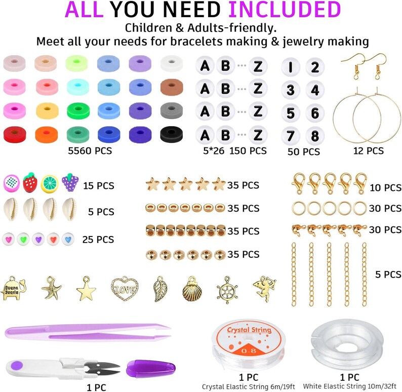 Puede incluir: Un completo kit para hacer joyas con una variedad de cuentas de colores, cuentas de letras, dijes y hallazgos. Incluye herramientas como pinzas y cortadores de alambre, junto con hilo el&aacute;stico. Perfecto para crear pulseras.