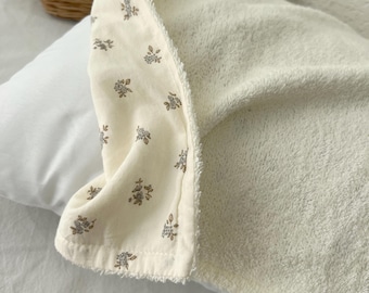 Reversible Terry Floral Pillow Cover | Soft Cotton Ties, Korean Bedding