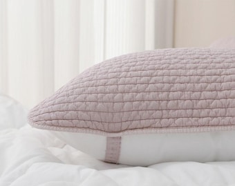 Natural Pigment Washed Quilted Pillow Cover | 100% Cotton, Zipper-Free, 40x60/50x70