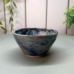 Handmade Small Stoneware Nibble Bowls: Ceramic Dip Bowl, Blue Pottery UK, 12cm