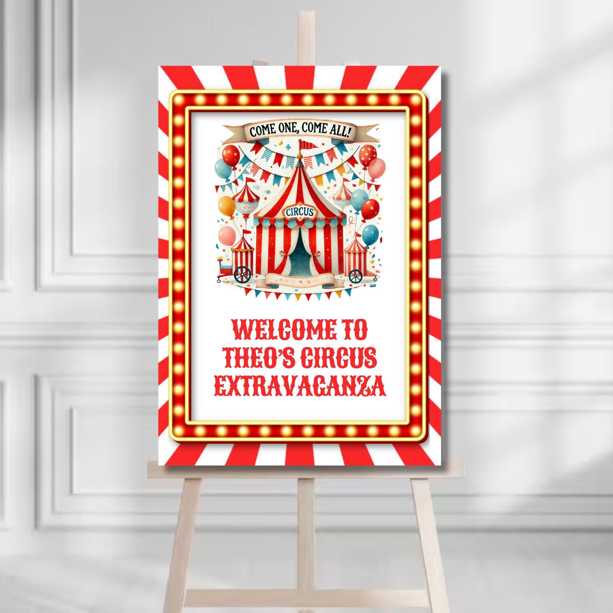 Circus Birthday Welcome Sign | Editable Carnival Party Poster ...