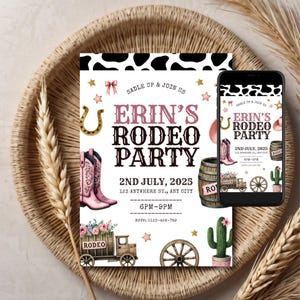 Editable Cowgirl Birthday Invitation: Western Rodeo Party (Canva Template, Digital Download)