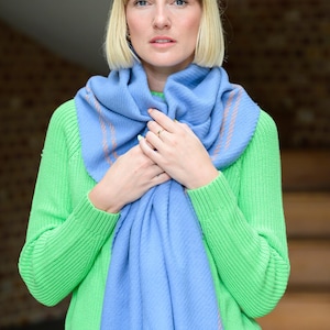 Women Wool Scarf | Blue & Orange Check |  | Summer Scarf for Women UK