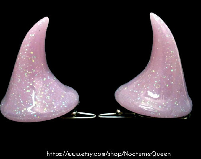 Resin Lavender Glitter Devil Horn Hair Clips Etsy