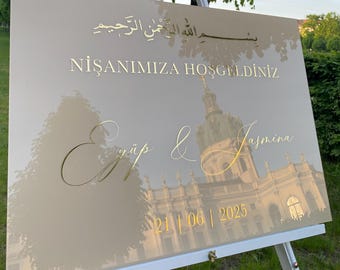 Welcome sign for engagement, welcome sign, reception sign, wedding sign, Nişan, Nikkah, Söz, Islam, decoration, personalized acrylic sign