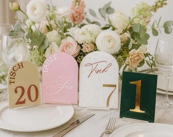 Table signs, table numbers, wedding decorations, acrylic table signs, table numbers with stands, for weddings & other occasions