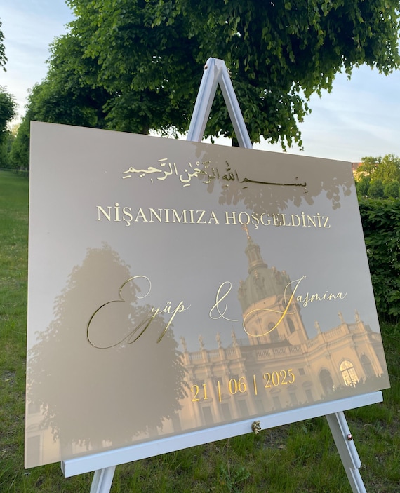 Willkommensschild Verlobung, Welcome Sign, Empfangstafel, Weddingsign, Nişan, Nikkah, Söz, Islam, Dekoration, Personalisiertes Acrylschild