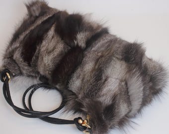 Fox Fur Shoulder Bag | Natural Patchwork Tote | Ethical Luxury Handbag