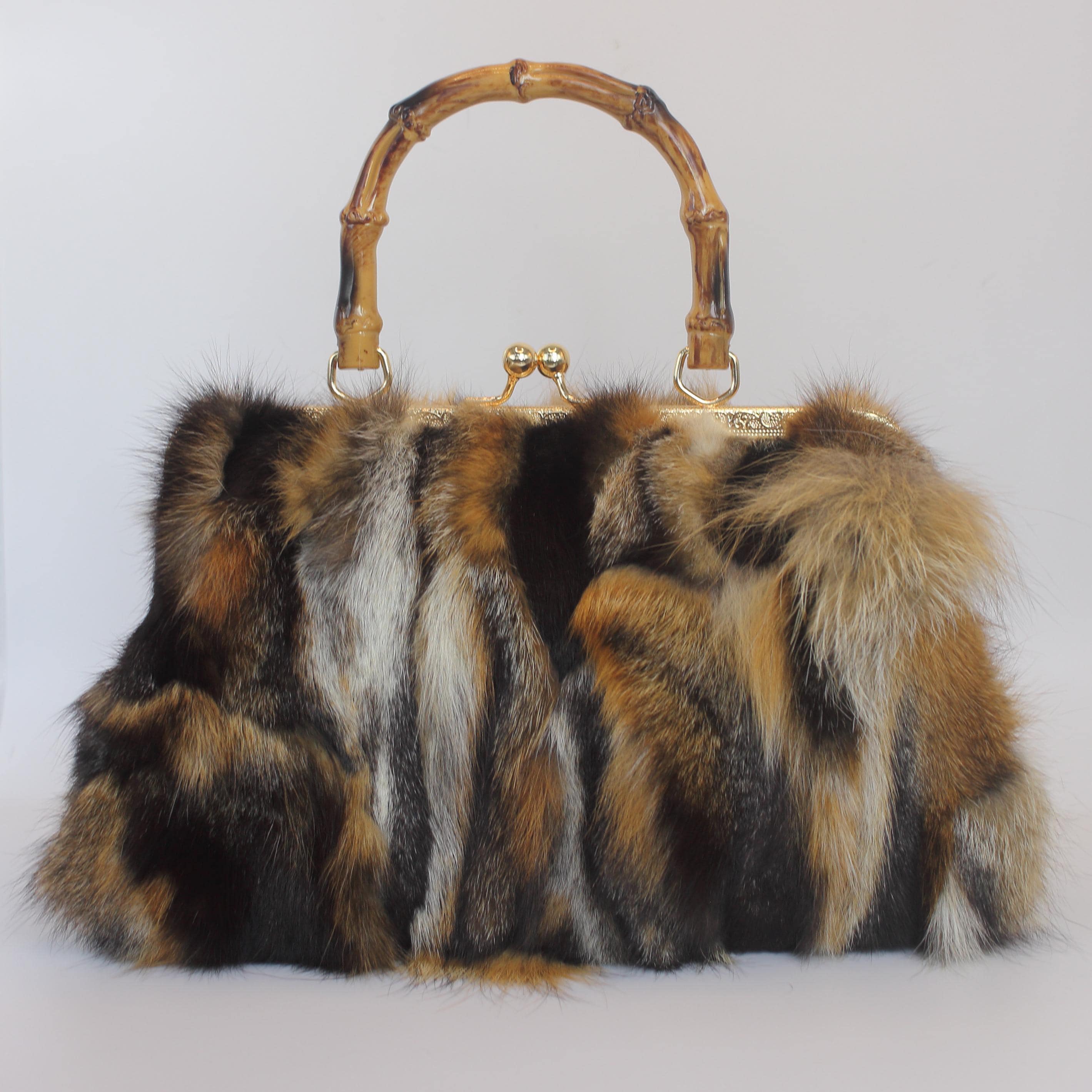 Fashion Fox Fur Kisslock Handbag Ethically Sourced Nordic Fur