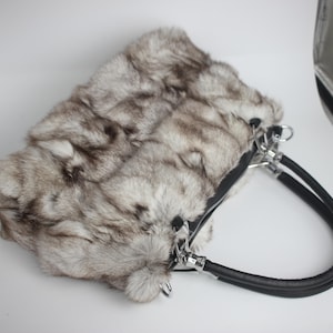 Natural Fox Fur Tote Bag | Ethical Multi-Color Patchwork Handbag | Luxury Large Purse for Women