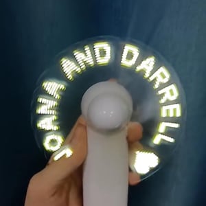 Personalised LED Message Fan – Wedding Favour, Light Up Party Accessory, Custom Glow Gift