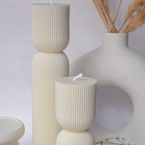 Ribbed Modern Pillar Candle