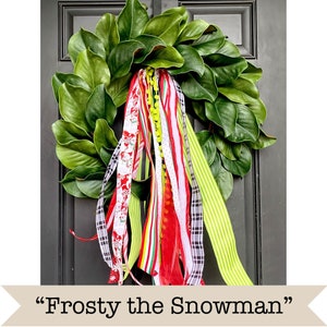 Frosty the  Snowman Ribbon Bundle | Christmas Ribbons | Holiday Ribbon Set | Wreath Ribbon Accessory | Door Decoration | Wreath Clip On