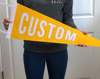 Custom Pennant. Personalized Felt Pennant. Vintage Look. Banner. Flag. Script or Print Lettering.