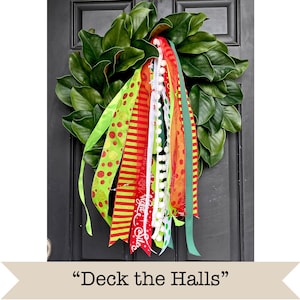 Deck the Halls Ribbon Bundle | Christmas Ribbons | Holiday Ribbon Set | Wreath Ribbon Accessory | Door Decoration | Wreath Clip On