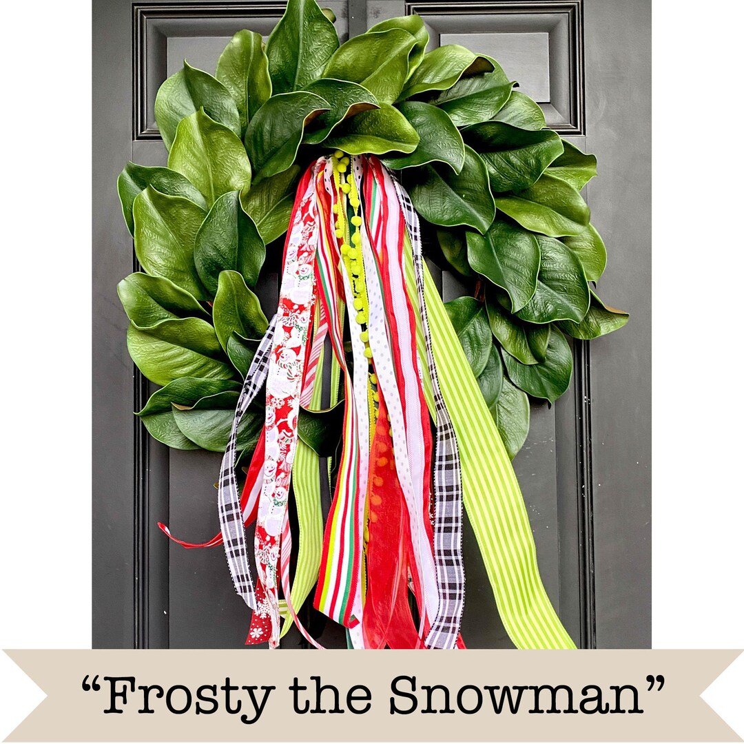 Frosty the Snowman | Christmas Wreath Ribbon Bundle Hanger | Holiday ...