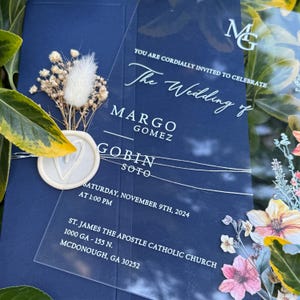 Papeterie de mariage élégante, faire-part de mariage rustique chic, faire-part de mariage floral avec fleur séchée