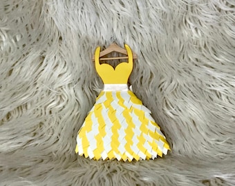 Flower Petal Paper Miniature Dress, Yellow and Cream, Original Design