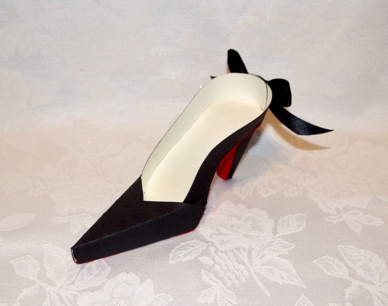 Paper Shoe Keepsake Black With Red Sole High Heel Paper - Etsy