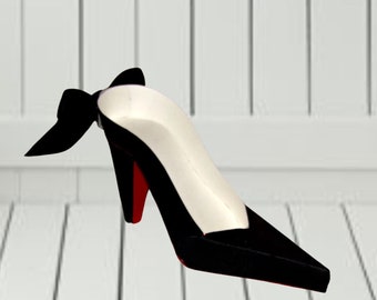Paper High Heel Keepsake: Black & Red Art Sculpture