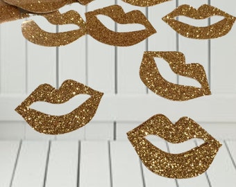 Confetti, 100 ct Paper Glitter Lips Shaped Confetti Party Decor Table Decorations, MANY COLORS AVAILABLE