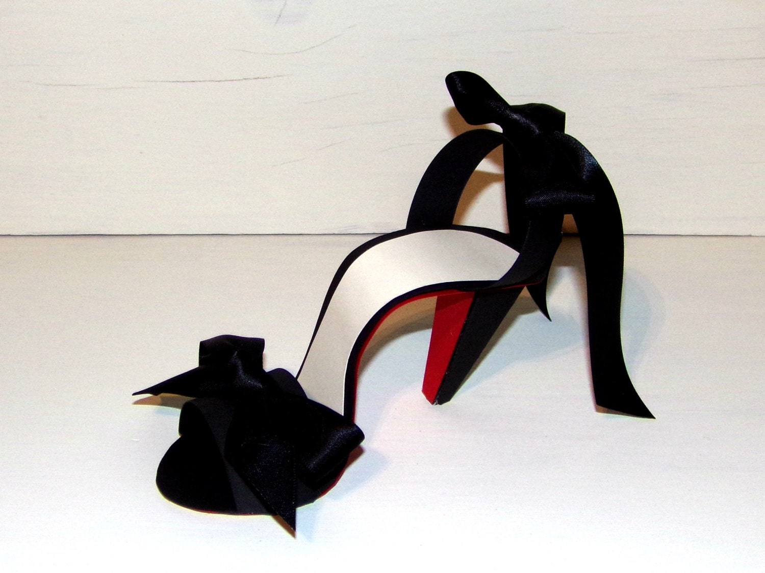 Paper Shoes Black and Beige With Red Sole Sandal Stiletto - Etsy