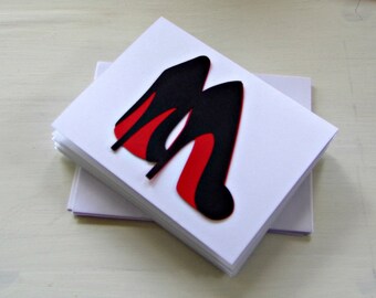 Black Heels Thank You Cards: Red Sole Shoe Greeting Notes, Set of 5