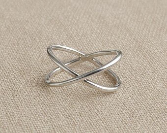 Sterling Silver Criss Cross Ring, Minimalist X Ring, Modern Jewelry