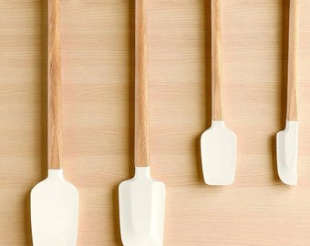 Handmade Silicone Spatula Set: Wood Handle, Heat-Resistant