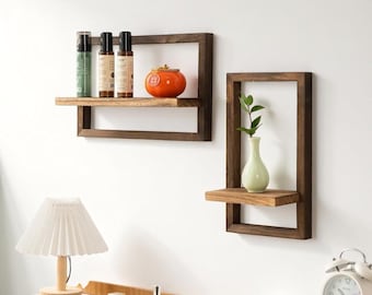 Rustic Floating Wood Shelf – Wall Mounted Shelves – Hidden Bracket Shelf