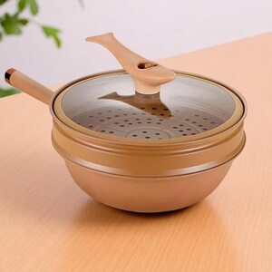 Energy‑Concentrating Iron Wok with Lid – Nonstick Ceramic Coating – Gas + Induction Compatible