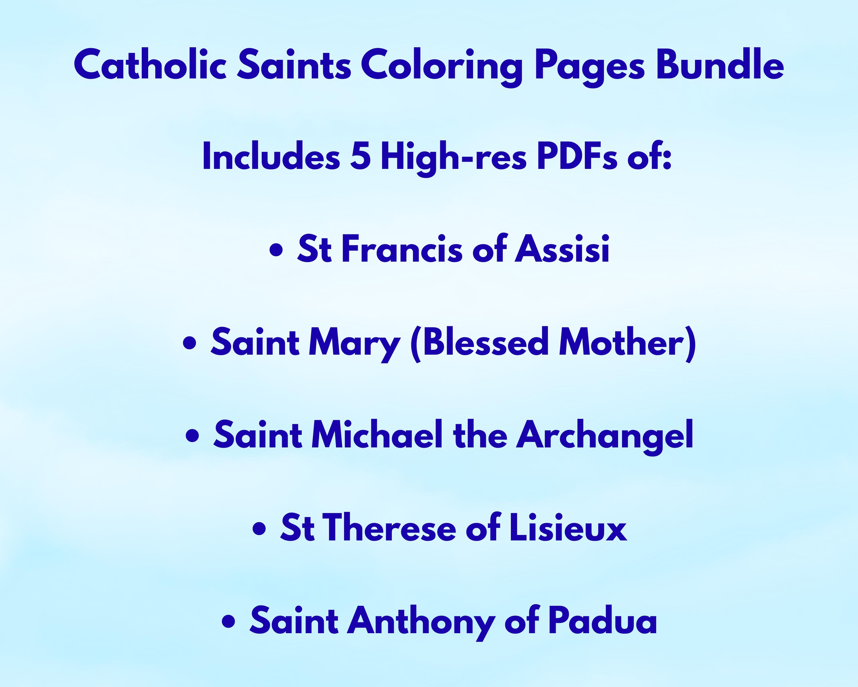 Saints for Kids Catholic Coloring Pages | 5 Printable Saint PDF Bundle ...