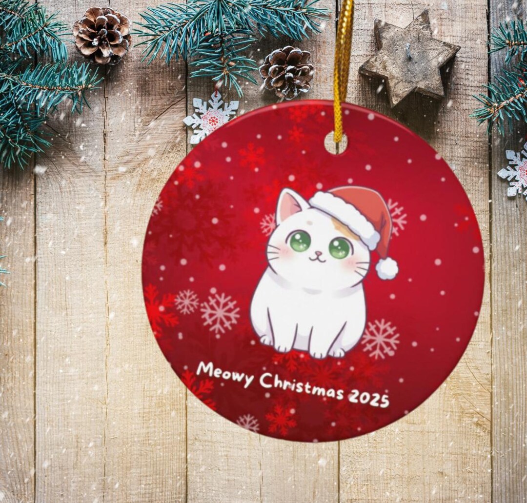 Kawaii Cat Christmas Ornament 2025 – Cute Meowy Christmas Kitty Gift ...