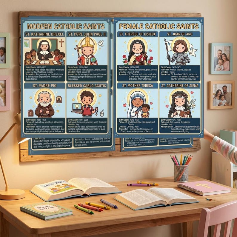 CCD Classroom Saint Posters Set, Female Saints for Catholic Classroom ...