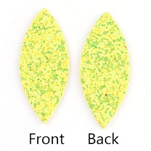 10 pcs. Yellow Faux Leather Dangle Charms Pendants - Marquise - 59mm (2.33&quot;) - Great for Light Earrings or Dangles! Double Sided