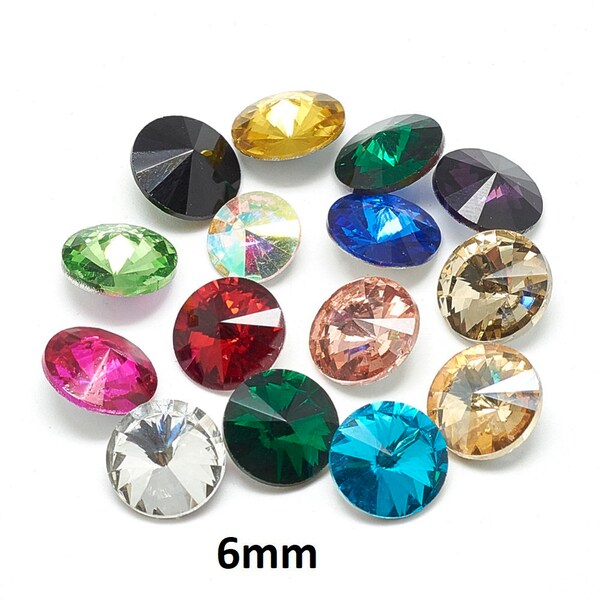 10 pcs. Glass Rhinestone Assortment Faceted Rhinestone Cabochons - Glass Pointed Back - 6mm