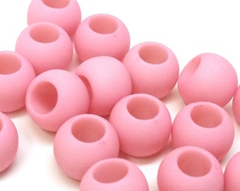 100 pcs Light Pink Matte Smooth Ball Spacer Beads - 10mm - Large Hole: 4.7mm - Fits European Cords and Paracord!
