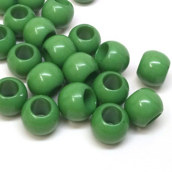 100 pcs Army Green Smooth Ball Spacer Beads - 10mm - Large Hole: 4.7mm - Fits European Cords and Paracord!