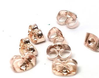 10 pcs (5 Pairs) Rose Gold Plated Ear Nuts - 5mm x 4mm - Earring Stoppers! - Butterfly Design