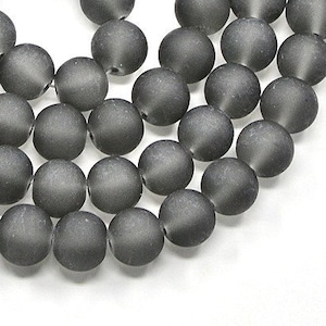 40 Beads - 10mm Gray Frosted Round Beads - 15" strand - Approx 40 beads per strand - Hole Size: 1.3mm - Matte