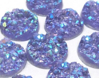 10 pcs Druzy Résine Embellissement Cabochons Violet - 12mm (1/2 po)