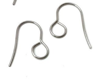 100 pcs 304 Stainless Steel Earring Hooks with Loop Hole - 19mm x 14mm - Large Loop: 6mm