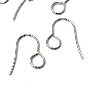 50 pcs 304 Stainless Steel Earring Hooks with Loop Hole - 19mm x 14mm - Large Loop: 6mm