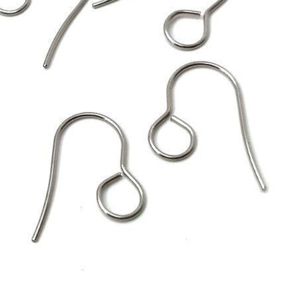 100 pcs 304 Stainless Steel Earring Hooks with Loop Hole - 19mm x 14mm - Large Loop: 6mm